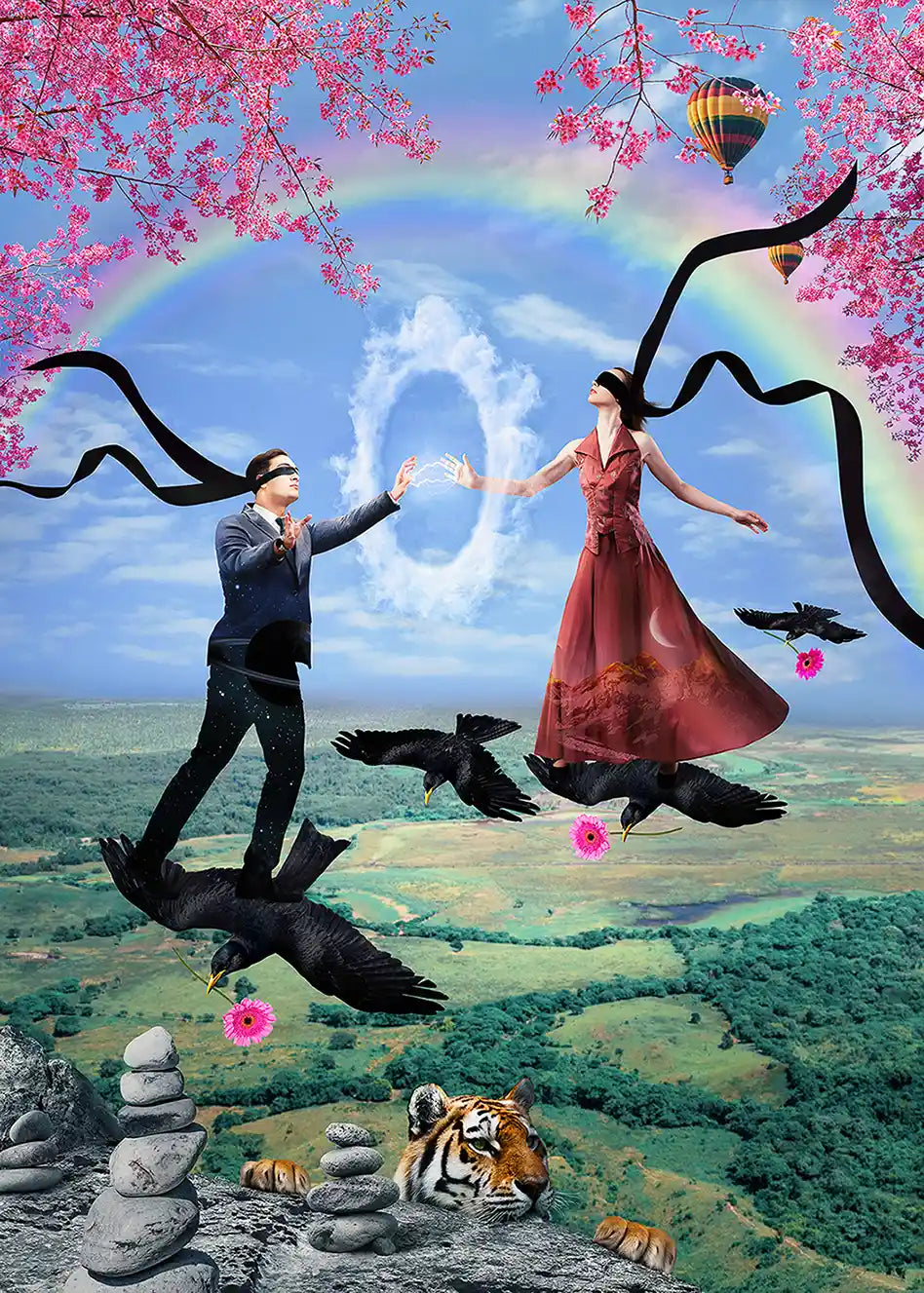Cyfrowy kolaż artystyczny „Love Is Blind”