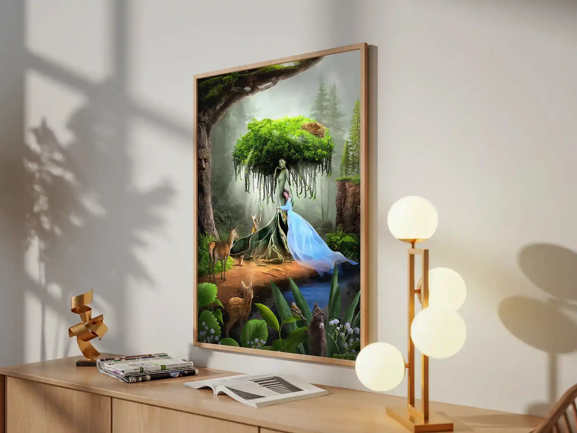 Plakat Matka Natura w ramie na ścianie salonu, nowoczesna dekoracja ścienna do salonu i sypialni.