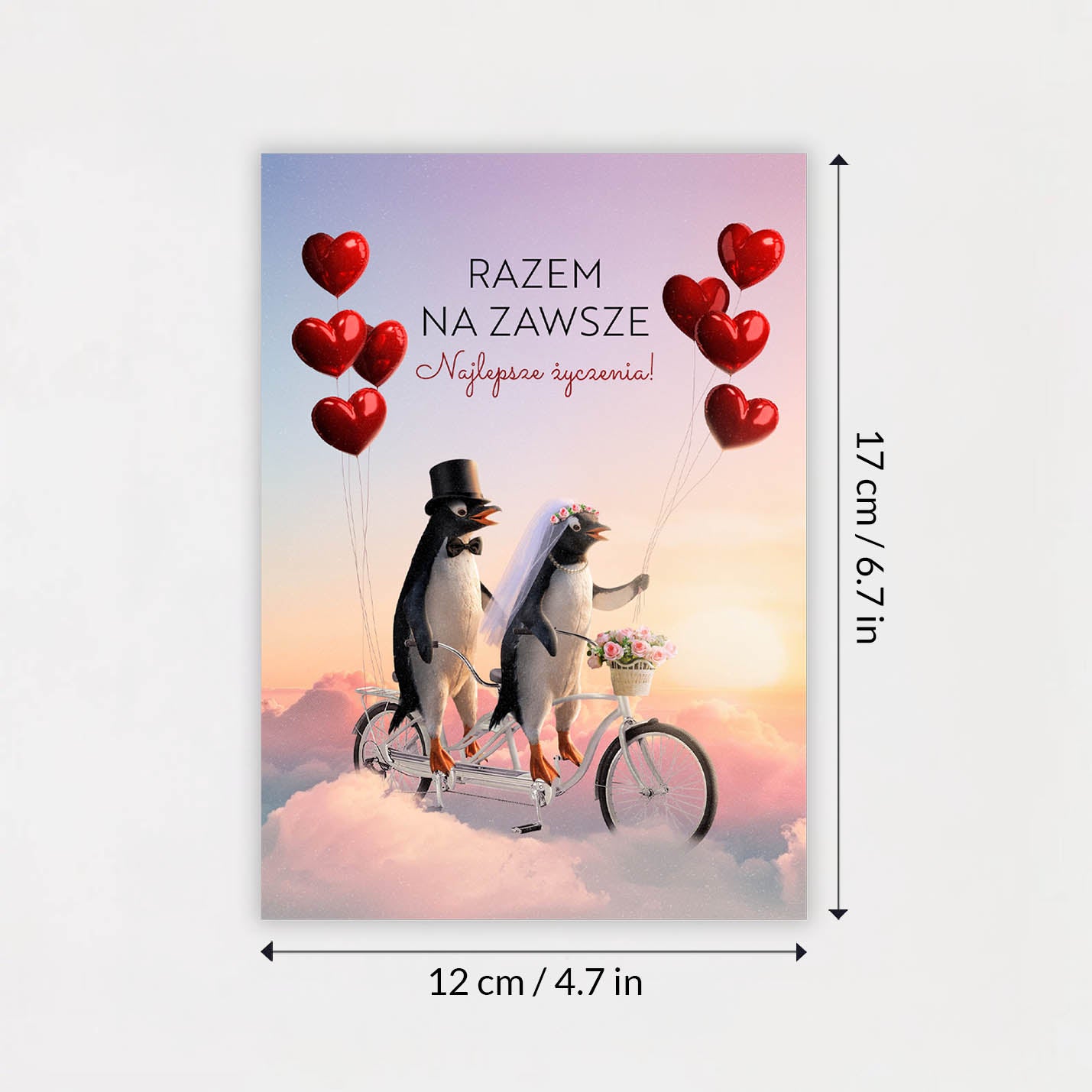 Kartka ślubna pingwiny