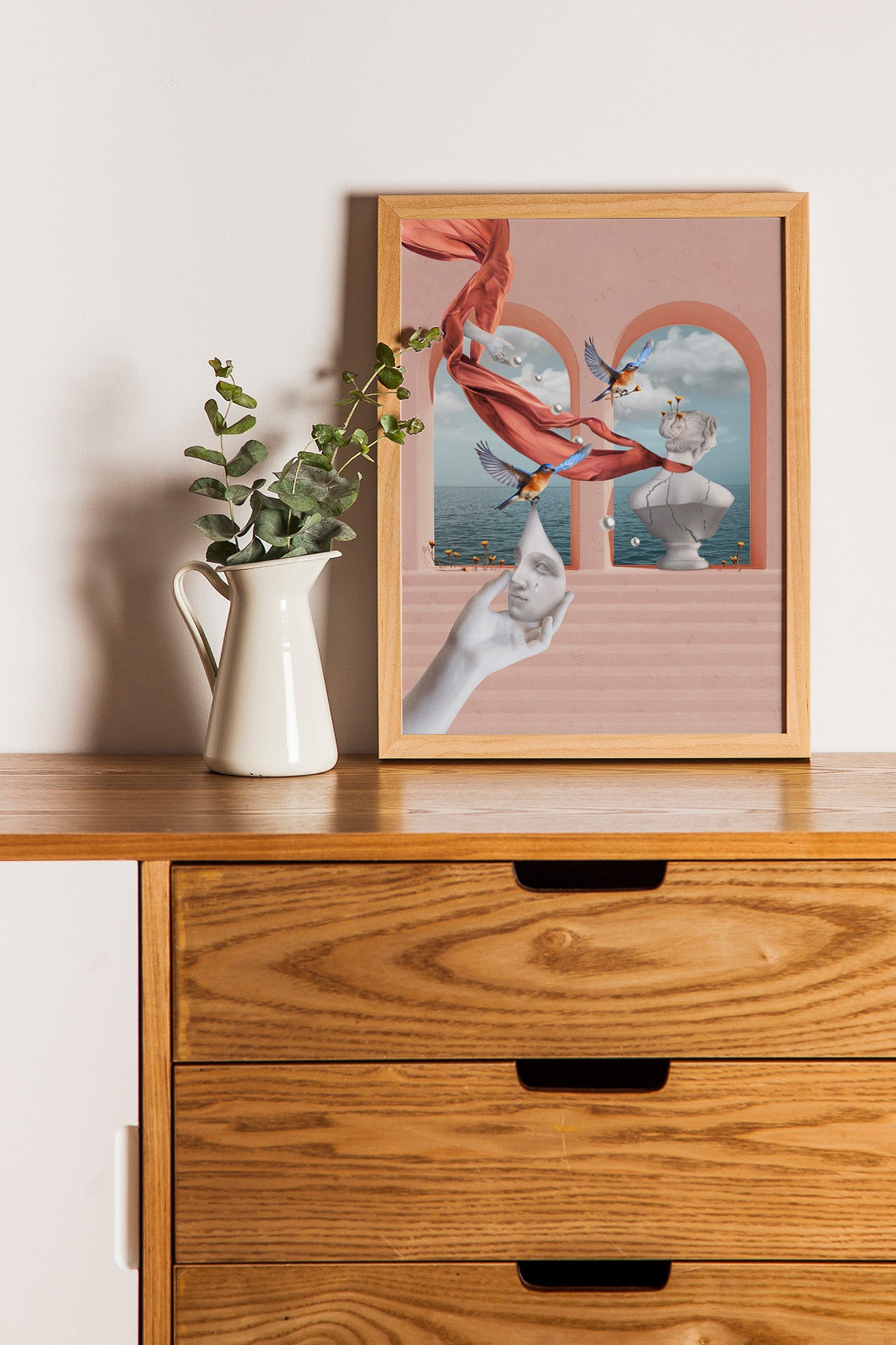 Nowoczesny plakat surrealistyczny, dekoracja ścienna do domu, salonu, pokoju lub biura. Artystyczny i unikalny plakat, który doda charakteru każdemu wnętrzu.